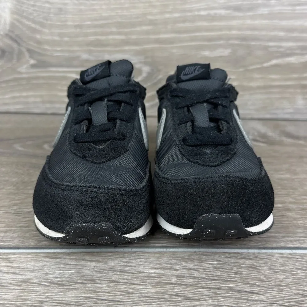 Nike Waffle Trainer 2 Toddler Boy Sz 8 Black Silver Green Low Lace Up Sneakers